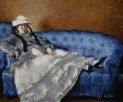 Edouard Manet Portrat der Frau Manet auf blauem Sofa oil painting on canvas